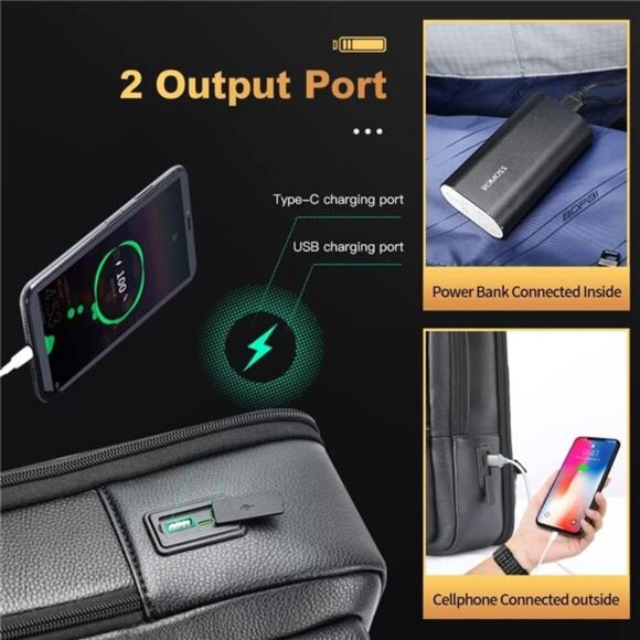 Genuine Leather Backpack for Men Multi-Function 15.6inch Laptop Premium Rucksack - Picture 2 of 7